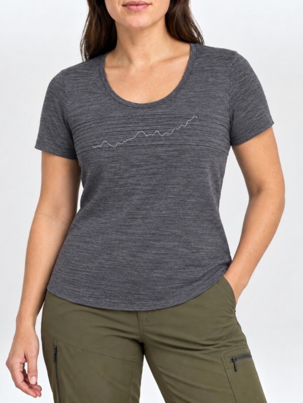 Icebreaker Tech Lite Merino Wool Blend Scoop Neck T-Shirt Gray Hiking Gorpcore L